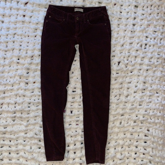 Free People Pants - Free People Stretch Low-Rise Skinny Corduroy Maroon 28